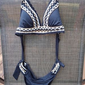 BECCA Rebecca Virtue Crochet Embellished Bikini~ S
